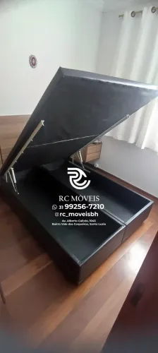 Cama box Baú Casal 1.38x1.88 Bipartido Blindado com Pistão a Gás
