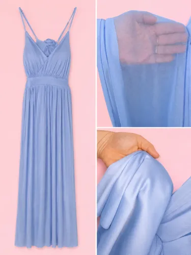 Vestido longo azul claro