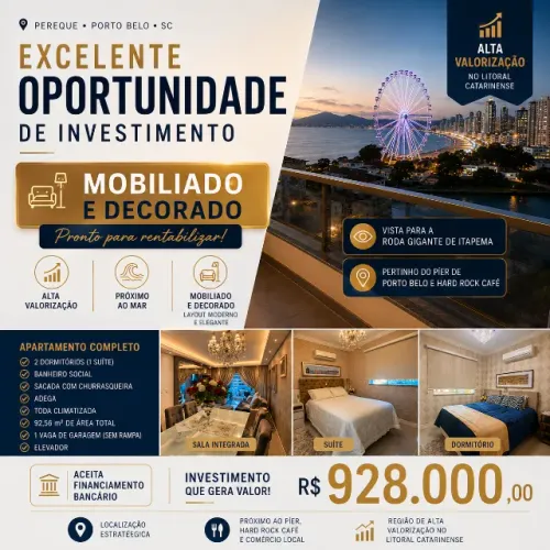 Oportunidade Apto Pronto para Morar em Perequê - Porto Belo/SC!