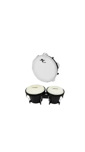 KIT CARNAVAL - Bongo Liverpool Preto + Pandeiro Liverpool Preto 10 Pol