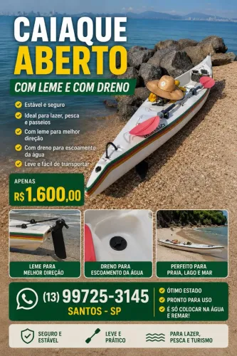Caiaque aberto com dreno de 1 lugar