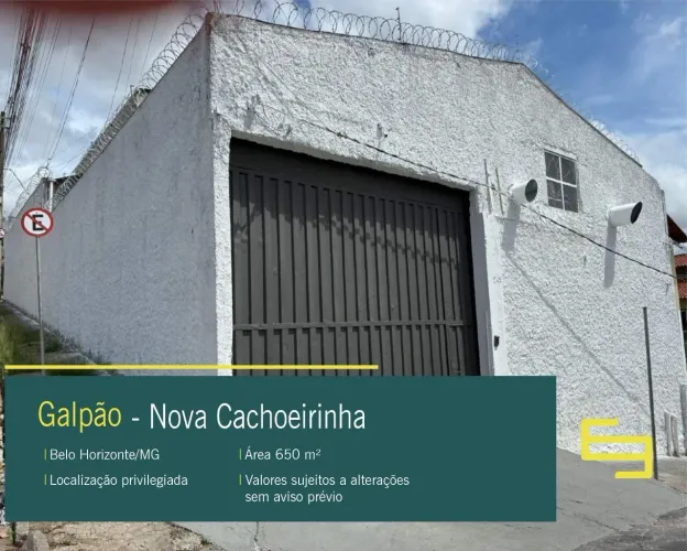 Galpão para alugar em Belo Horizonte/MG no bairro Nova Cachoeirinha