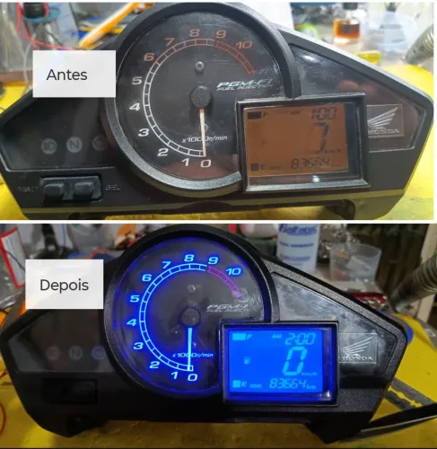 Painel de moto Honda Yamaha fan start Twister Bros Titan apagado ou display borrado