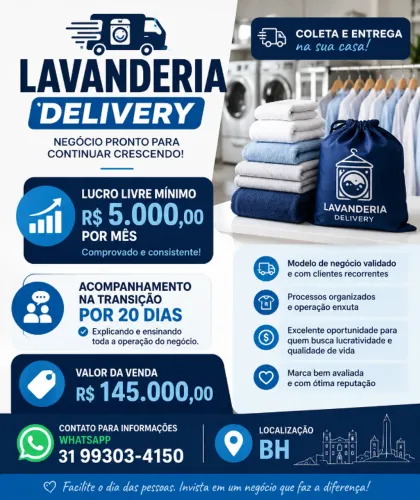 Lavanderia Delivery em Funcionamento com lucro 