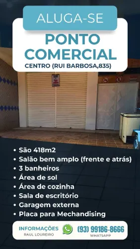 Alugo ponto comercial no centro bem localizado na Rui Barbosa 