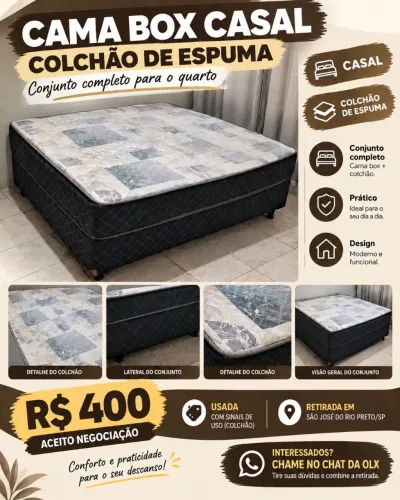 Cama box com colchão de espuma