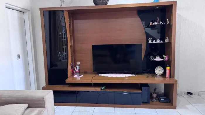 Estante home theater de madeira para sala de estar