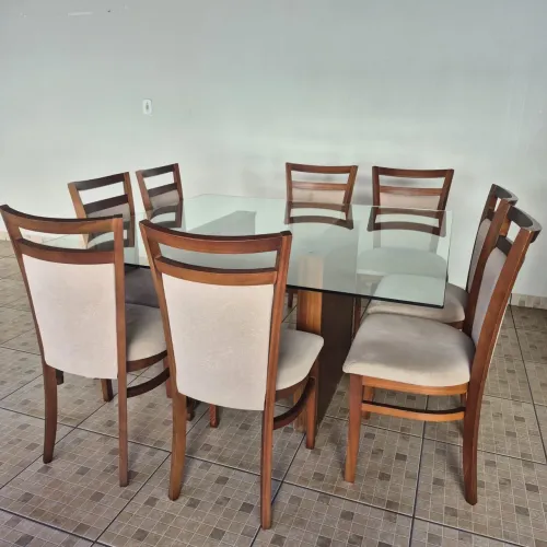 MESA DE VIDRO - 8 CADEIRAS 