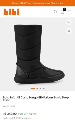 bota infantil bibi 