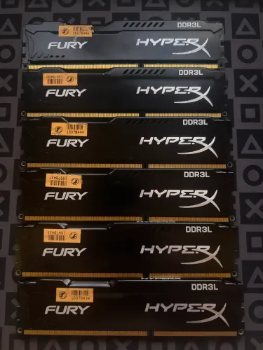 Memória RAM Kingston HyperX Fury 4GB DDR3L 1866MHz ? Lote com 6 pentes (24GB total)