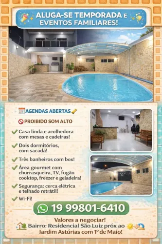Aluga se para Temporada e pequenos eventos