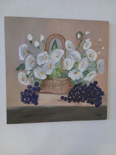 QUADRO PINTURA ORIGINAL NATUREZA MORTA 40CM/40 CM ASSINADO EDINA 2006 EM ÓTIMO ESTADO DE