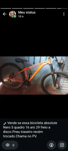 Bicicleta Absolut aro 29 tamanho do quadro 16 com alguns detalhes mas está dando para usa
