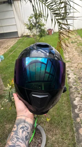 Capacete Moto Norisk Razor Preto Brilho Masculino Feminino Desenho Monocolor Tamanho 58
