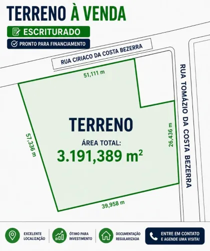 Terreno urbano 3.191 m² - Escriturado - Duas Ruas - Ideal para Loteamento