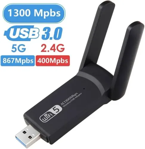 Adaptador Usb Wireless Dual Band AC1300 2.4 GHz e 5 GHz 1300 Mbps 2 Antenas, Novo, Lacrado