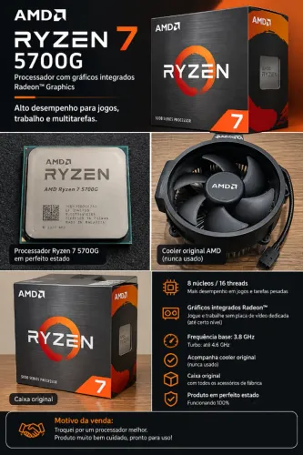 KIT GAMER AMD Processador Ryzen 7 5700G + Water Cooler 240mm RGB | IMPECÁVEL