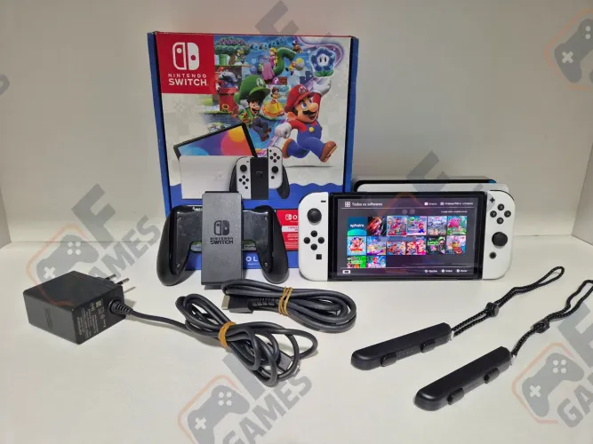 Nintendo Switch OLED Seminovo Desb + SD 128GB | Aceito Cartão!!!