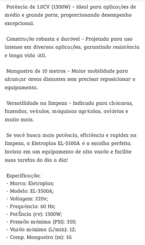 Vendo lavadora de alta vazão eletroplas 
