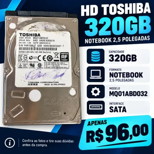HD Toshiba 320GB SATA 2,5? para Notebook