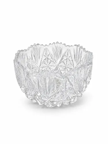 Elegante Centro de Mesa/Bomboniere em Cristal Lapidado Transparente.