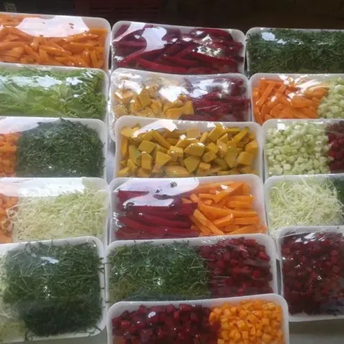 Verduras e legumes cortados