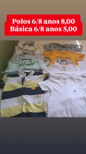 Lote de 8 camisas infantis menino 6/8 anos.