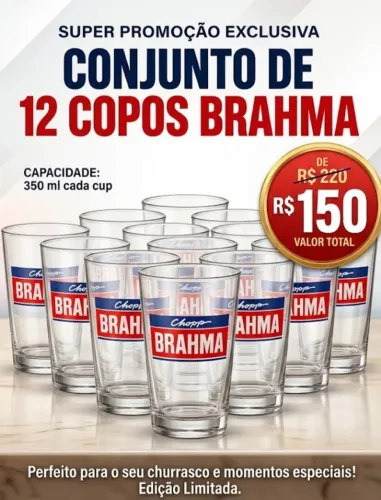 Conjunto de 12 Copos Chopp Brahma - 350 ml