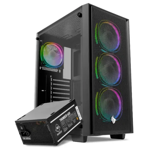 Combo Gabinete Pichau Kazan 2 Rgb + Fonte Mancer Thunder 600w