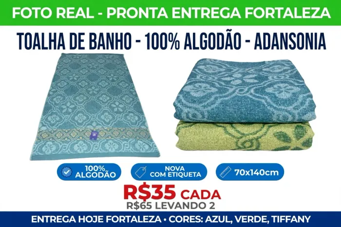 Toalha de banho 100% Algodão Adansonia 70 × 40 _ R$ 35 - Nova
