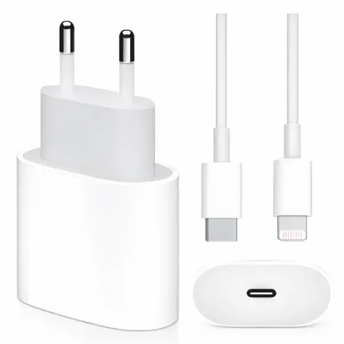 Kit Carregador Lightning para Iphone 6 ao 14 20W Branco
