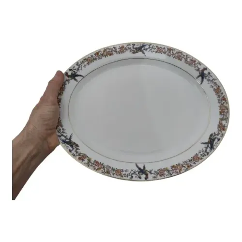 Travessa Porcelana Portuguesa Vista Alegre Borda Ouro 24 x 30 cm