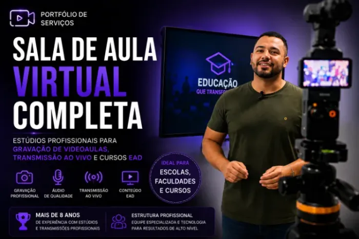 GRAVAÇÃO DE VIDEOAULAS | ESTÚDIO E TRANSMISSÃO AO VIVO