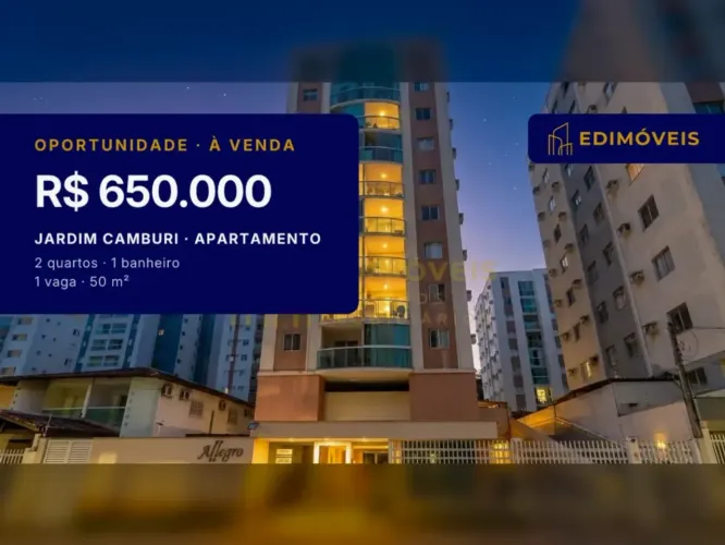 Jardim Camburi| Apartamento 2 quartos com varanda e ar-condicionado