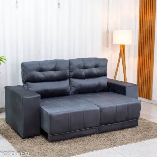!!! ENTREGA GRATIS !!! Sofá Retrátil Reclinável Royal 2.00m Veludo Grafite