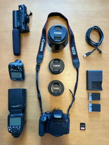 KIT COMPLETO CANON T7i + 3 LENTES + FLASH + MICROFONE | PRONTO PRA TRABALHO