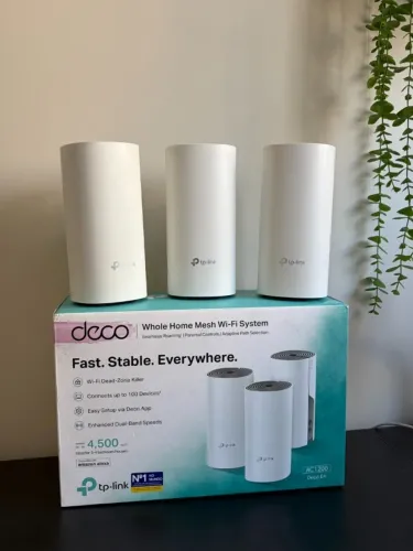 TP-Link Deco E4 AC1200 Rede Mesh Wi?Fi com 3 unidades + caixa e acessórios