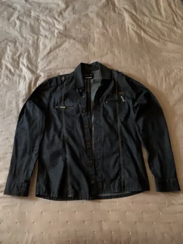 DAMYLLER jaqueta denim jeans com detalhes dourados tamanho p importado