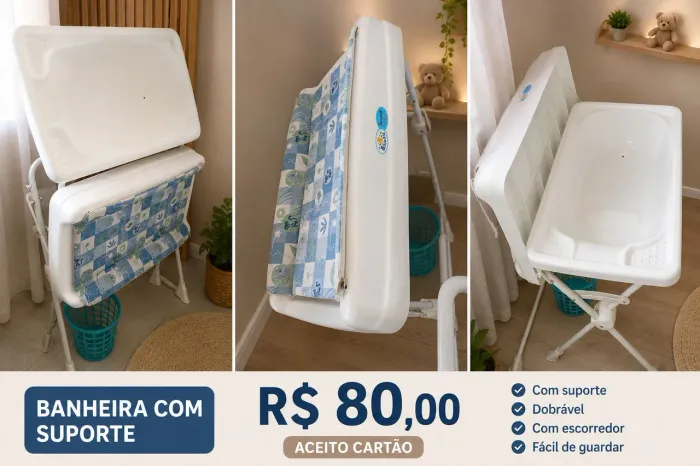 Banheira com suporte e trocador