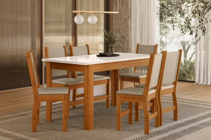 Conjunto Mesa de Jantar c/ 6 Cadeiras Bellagio