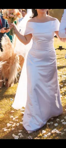 Vestido noiva cetim tomara que caia alfaiataria