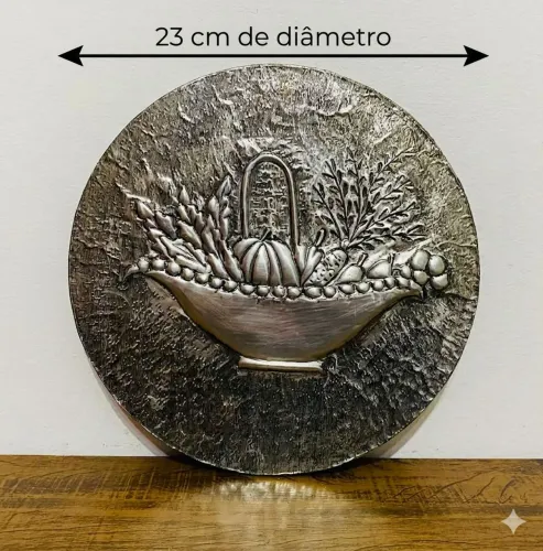 Mandala Prato De Parede Artesanal Em Alumínio Cesta De Frutas