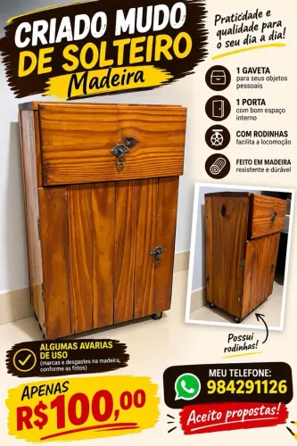 Criado mudo de madeira