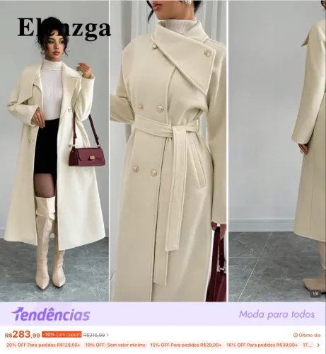 Sobretudo bege casaco de frio