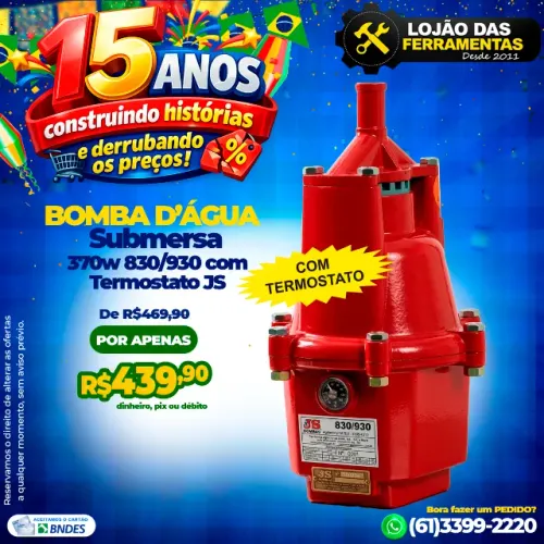 Bomba D'água 370w Submersa 830/930 Com Termostato Js
