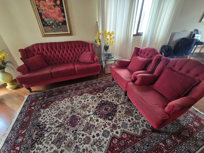 Jogo de sofá e poltronas - Vermelho 