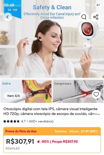 Otoscopio para ouvido