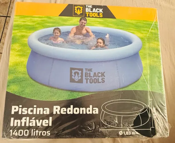 Piscina Inflável Circular The Black Tools 1400l Reforçada fácil de montar NOVA NA CAIXA