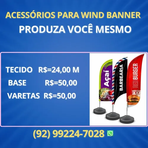 Bases e varetas para wind banner/placas e faixas