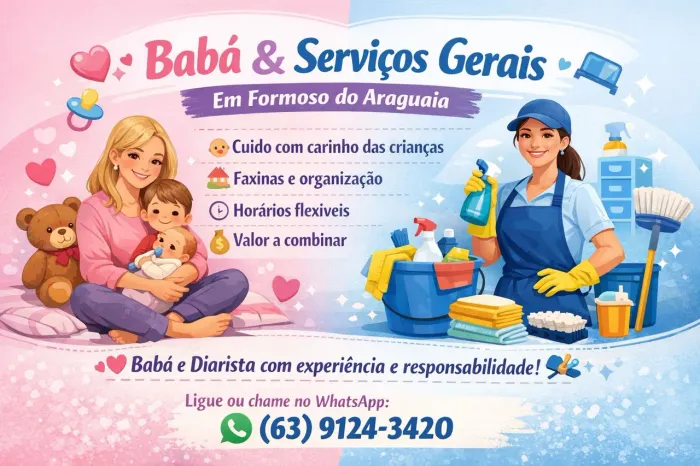 Babá & Serviços Gerais em Formoso do Araguaia